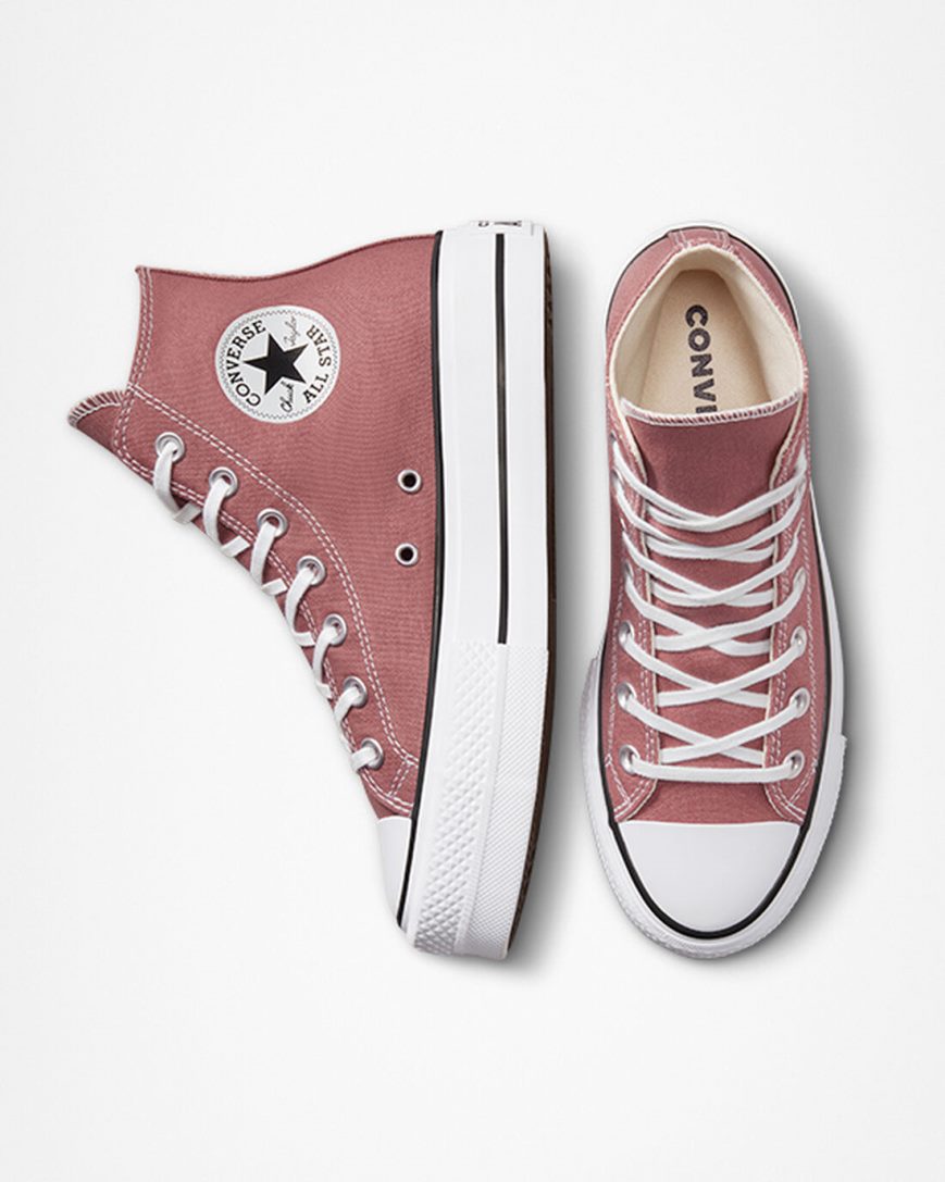 Pantofi Platforma Dama Converse Chuck Taylor All Star Lift Seasonal Color Inalti Roz Negrii Albi | RO RJVDX896